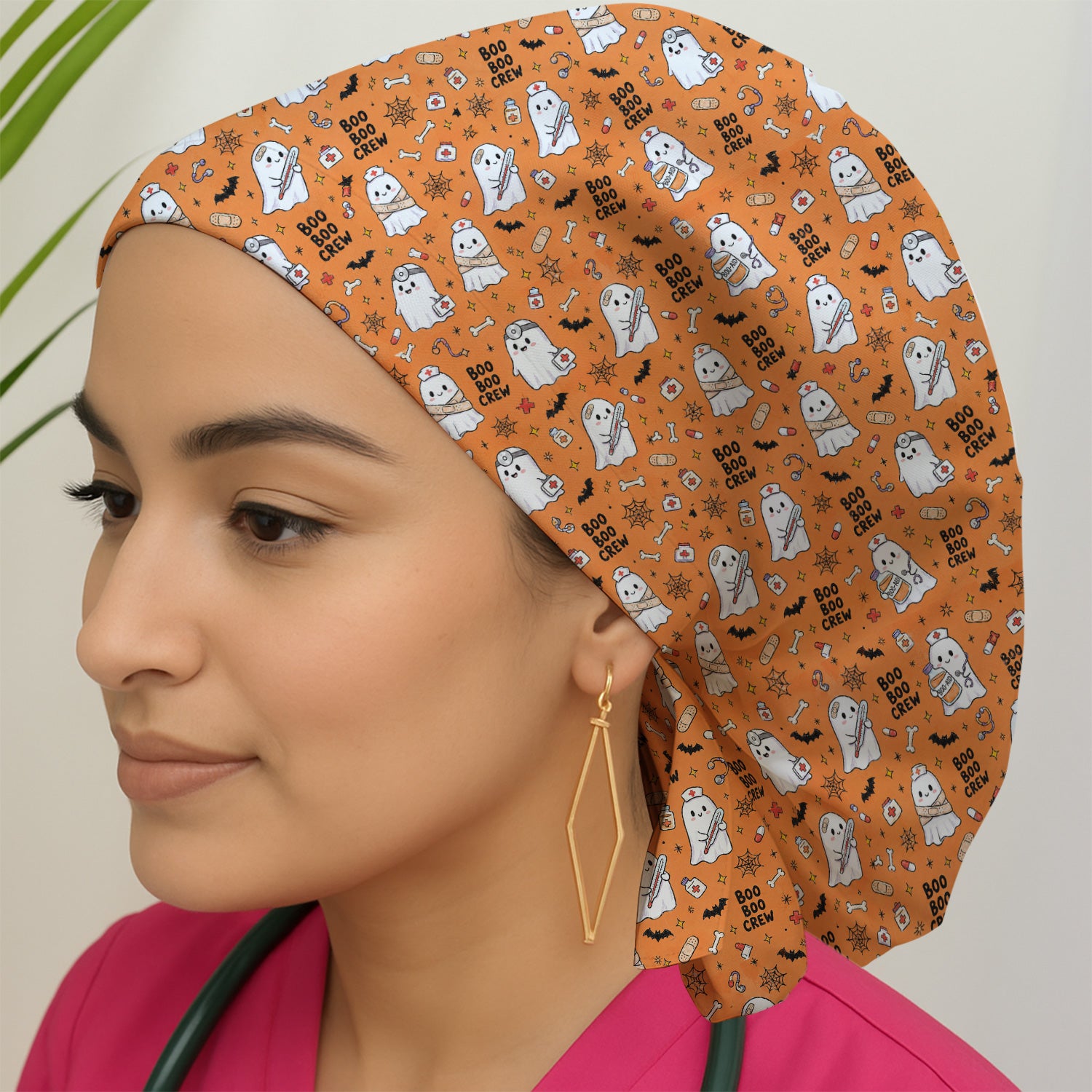 Cute Halloween Boo Boo Crew Ghost Scrub Cap, Surgical Caps for Doctors