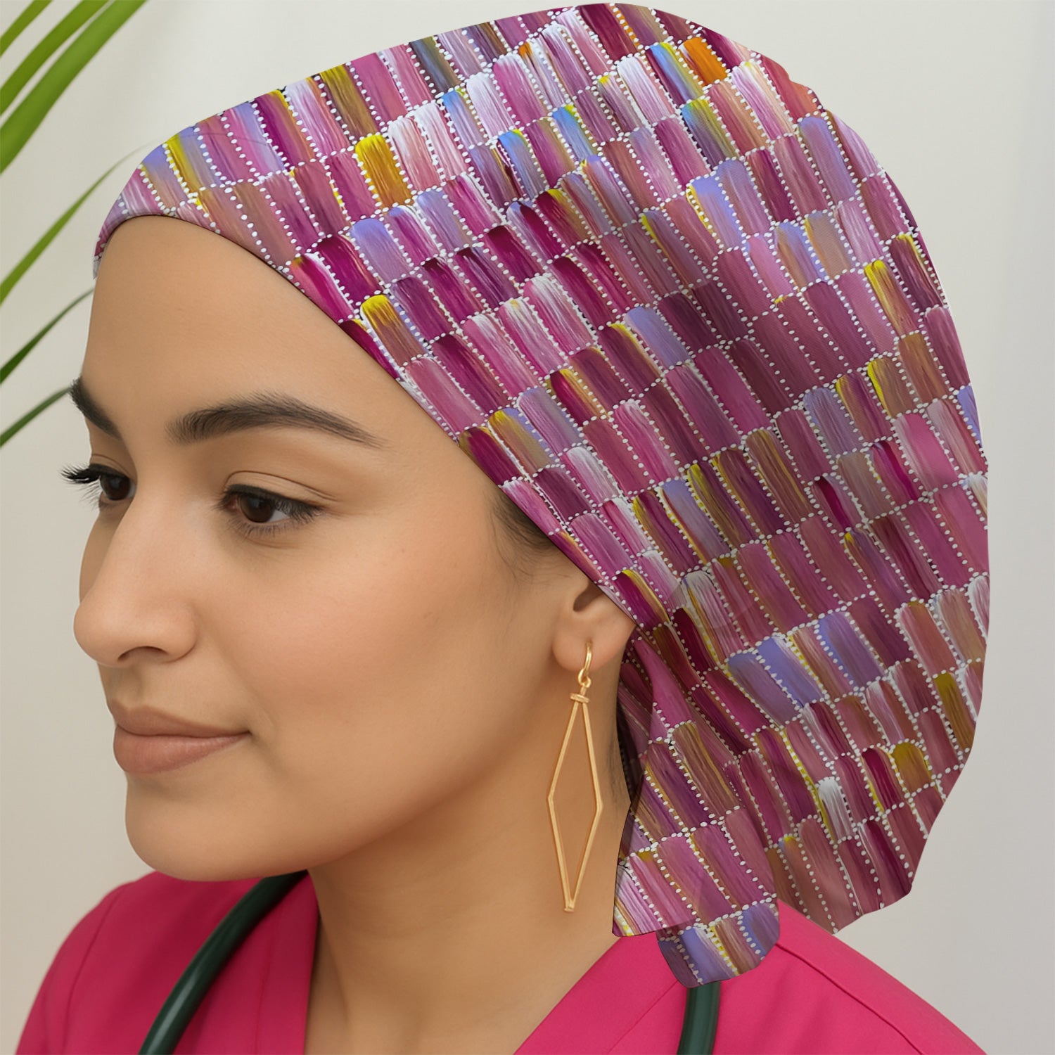 Colorful Abstract Brushstroke Dotted Pattern Scrub Cap, Surgical Caps for Doctors