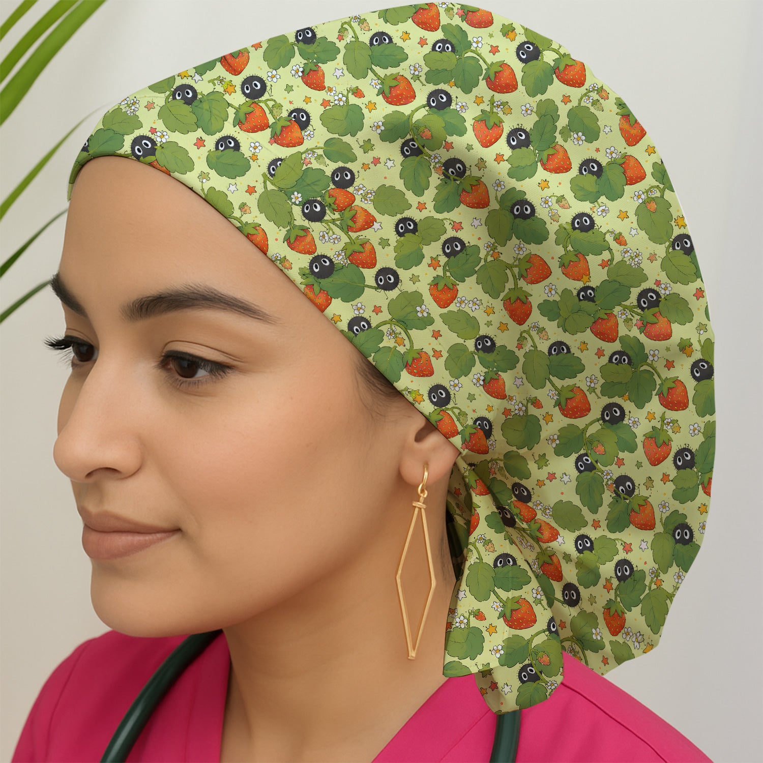 Cute Strawberry Soot Sprite Pattern Scrub Cap, Surgical Caps for Doctors