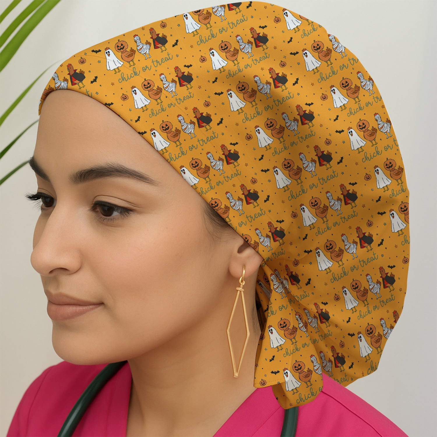 Funny Chick Or Treat Season Scrub Cap, Surgical Caps for Doctors