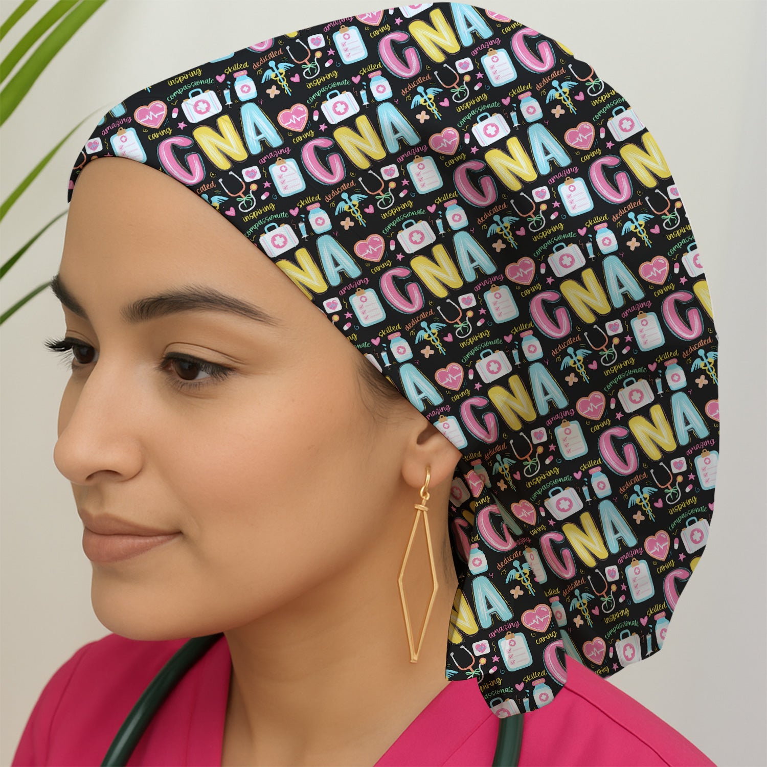 CNA Nurse Appreciation Pattern Scrub Cap, Surgical Caps for Doctors