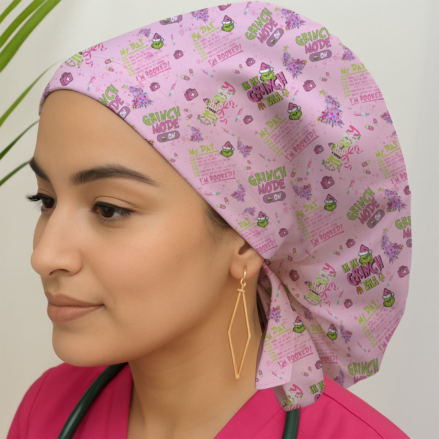 I’m Booked Funny Christmas Nurse Scrub Cap - Grinch Mode On Holiday Surgical Hat Multi Color - Grinchmas Gift for RN CNA LPN