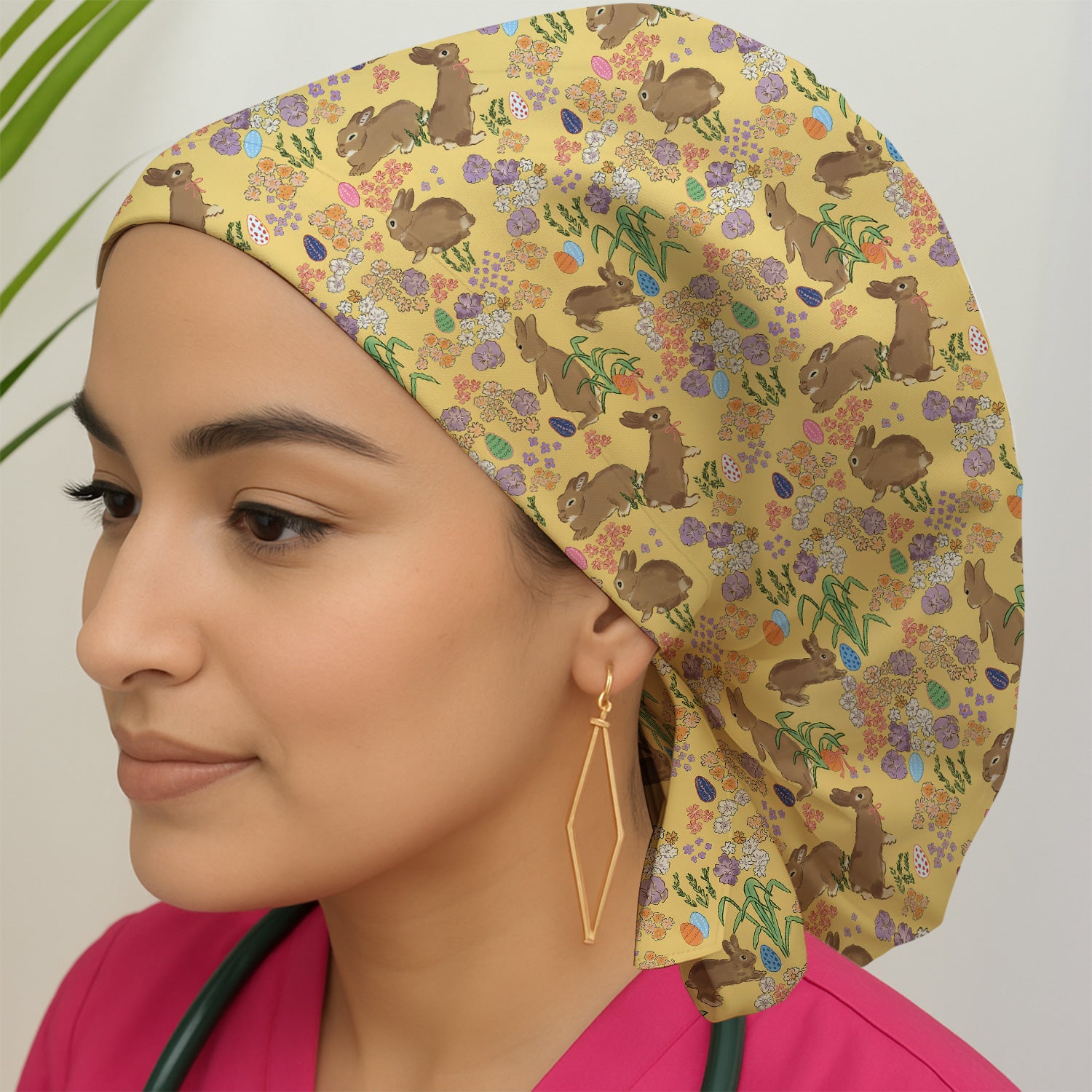 Cute Easter Bunny Pattern Scrub Cap, Surgical Caps for Doctors