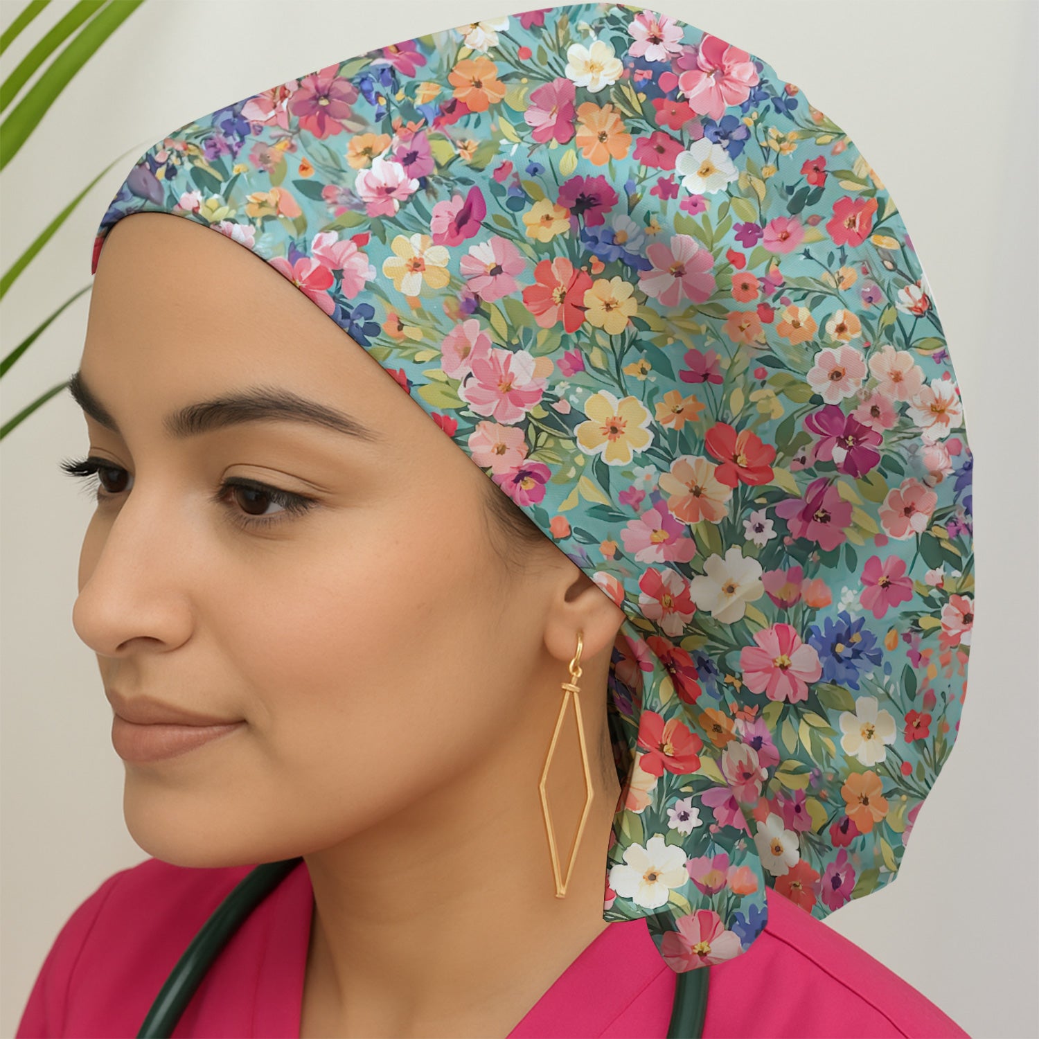 Colorful Wildflower Garden Bloom Scrub Cap, Surgical Caps for Doctors