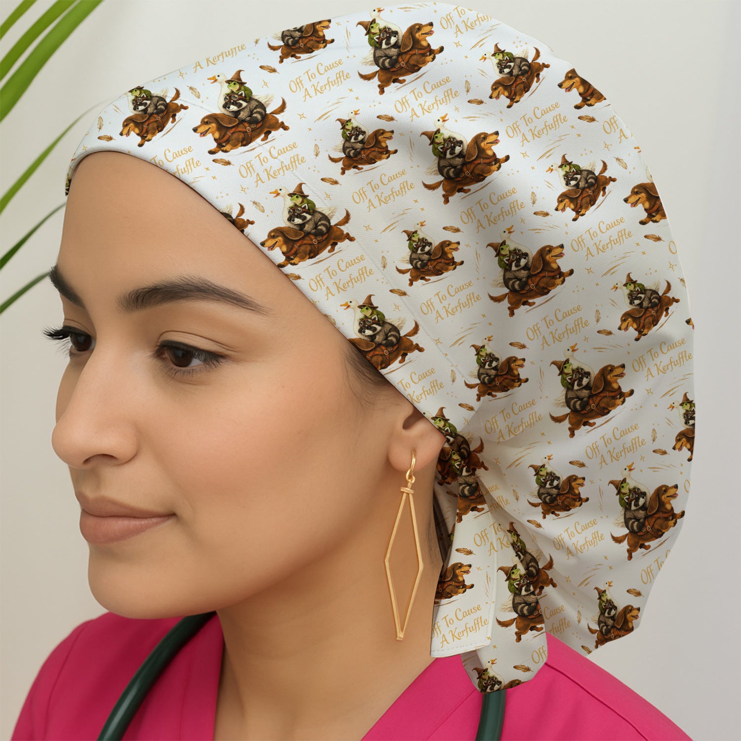 Funny Halloween Off To Cause A Kerfuffle Pattern Scrub Cap, Surgical Caps for Doctors