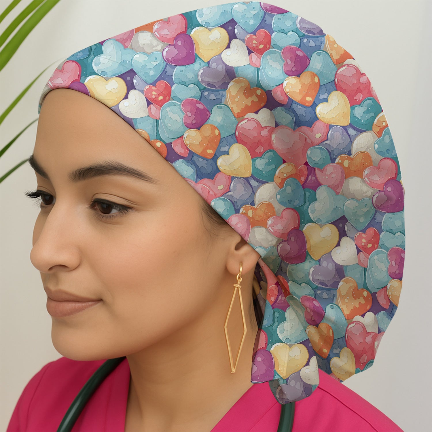 Sweet Valentine Heart Pediatric Pattern Scrub Cap, Surgical Caps for Doctors