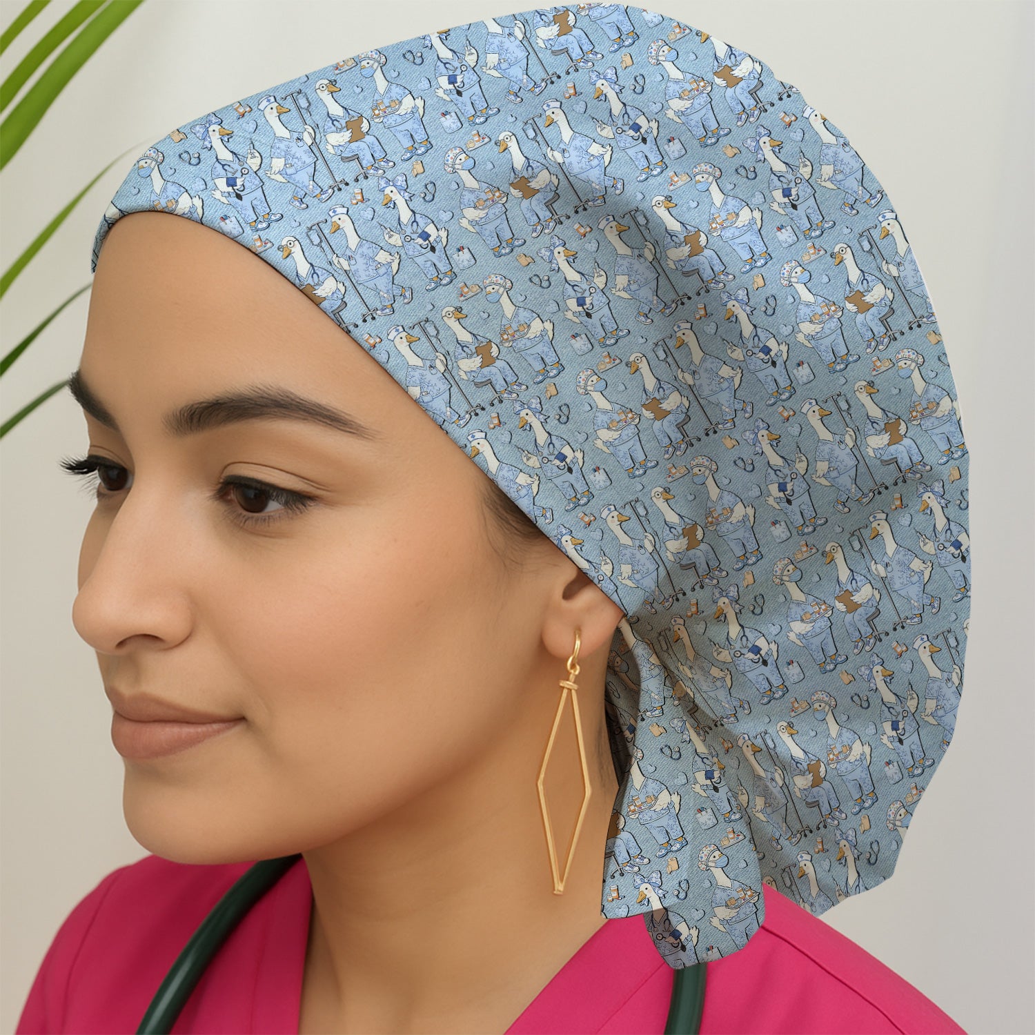 Cute Nurse Goose Working Pattern Scrub Cap, Surgical Caps for Doctors