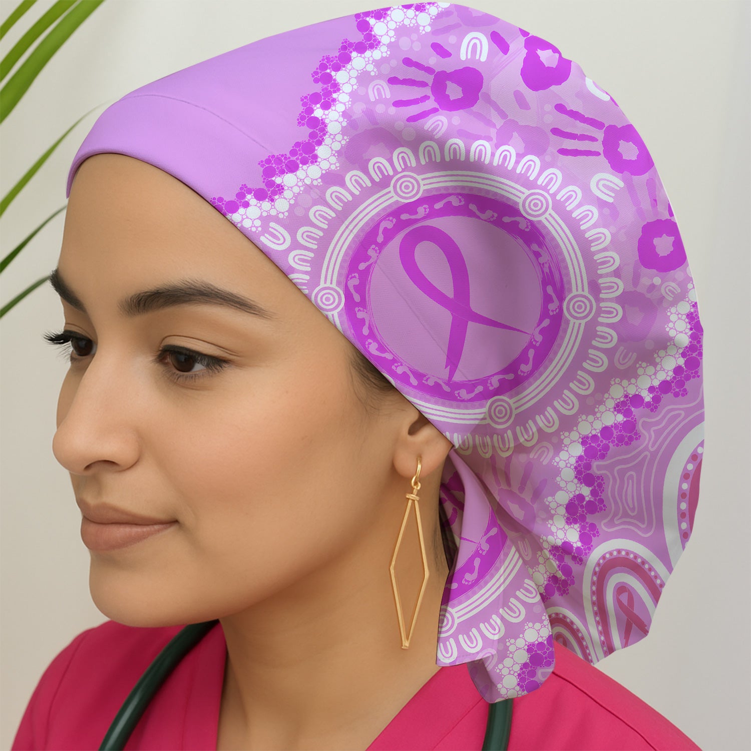 Meaningful Pink Ribbon Scrub Cap, Surgical Caps for Doctors