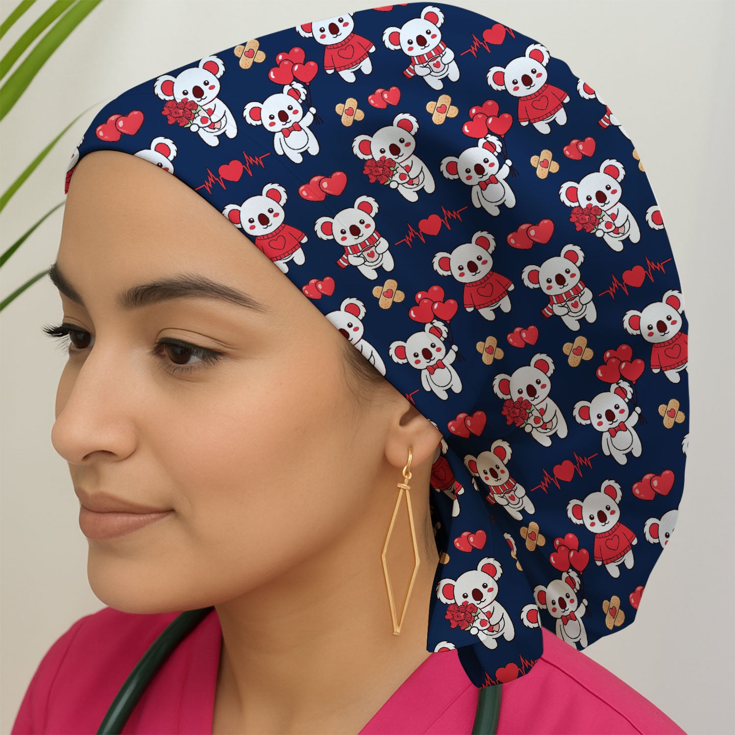 Sweet Koala Valentine Medical Design Scrub Cap, Surgical Caps for Doctors