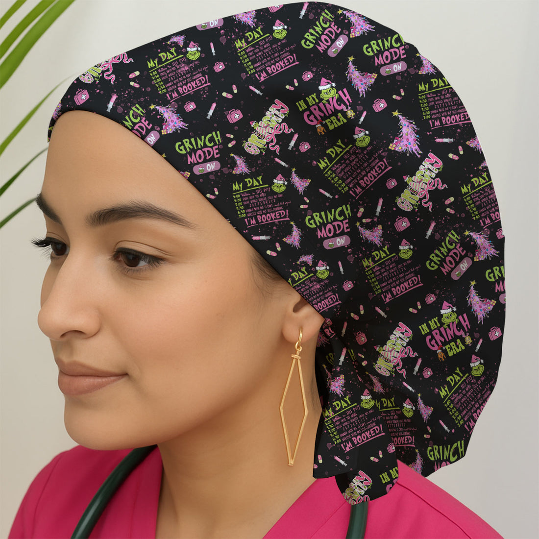 I’m Booked Funny Christmas Nurse Scrub Cap - Grinch Mode On Holiday Surgical Hat Multi Color - Grinchmas Gift for RN CNA LPN