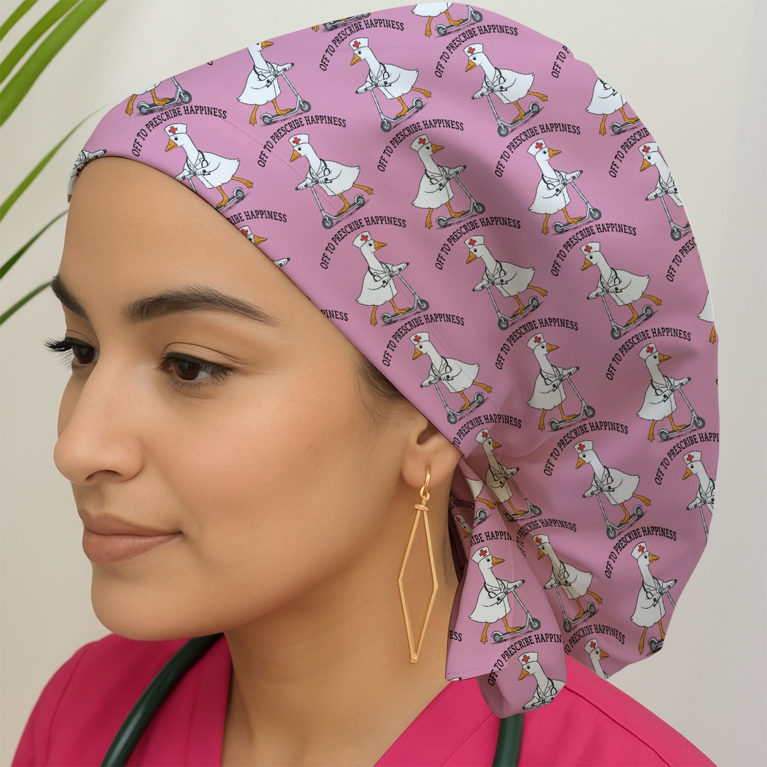 Nurse Goose Scooter Print Cap, Breathable Fabrics Caps Uniform