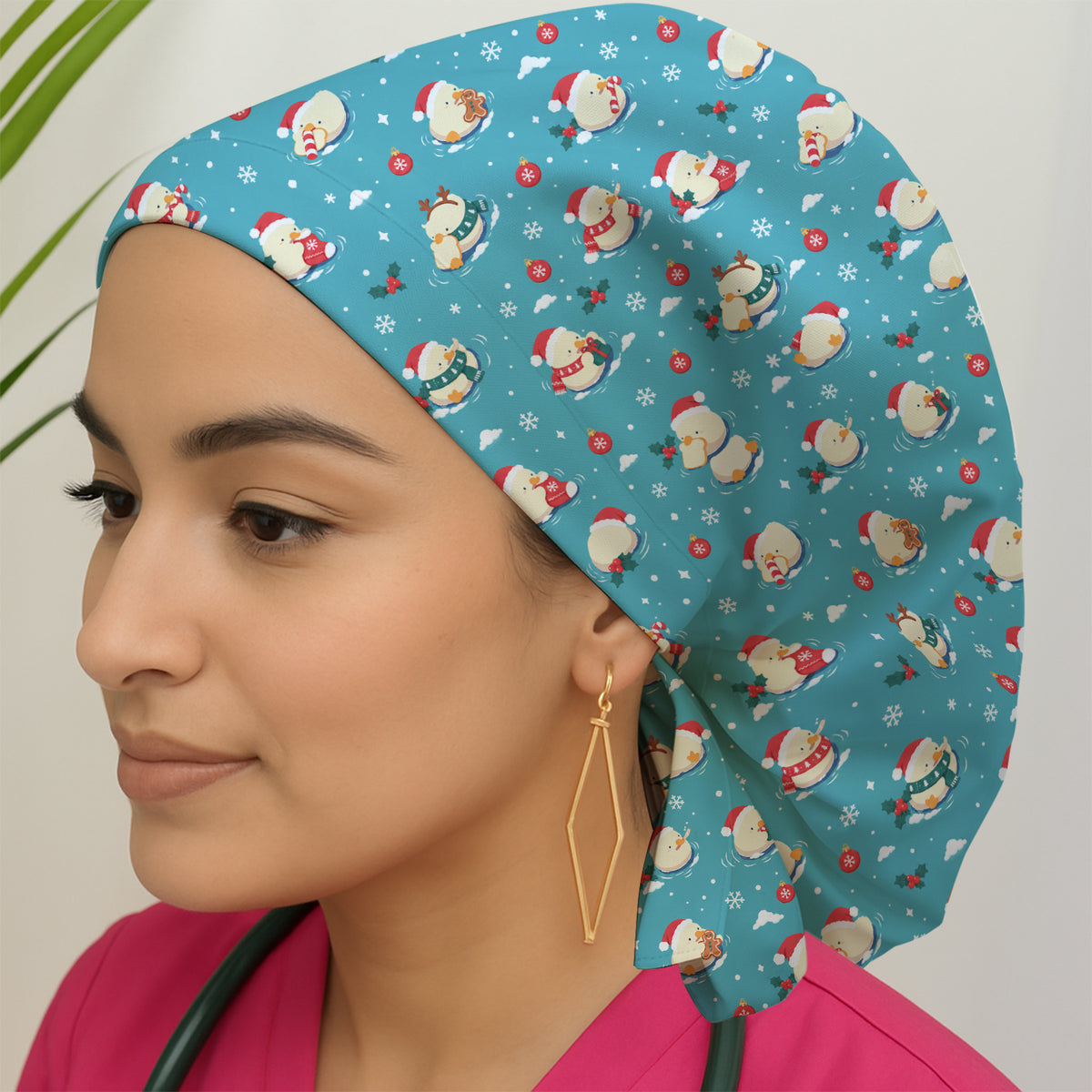 Christmas Ducks In Santa Hats Scrub Cap, Surgical Caps for Doctors