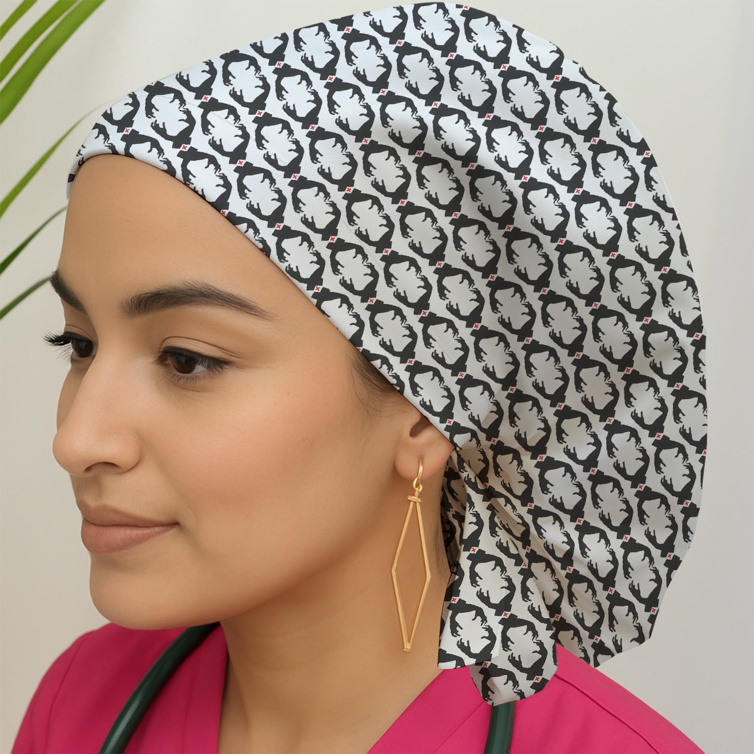 Creepy Hands Black White Red Patterns Scrub Cap, Surgical Caps for Doctors
