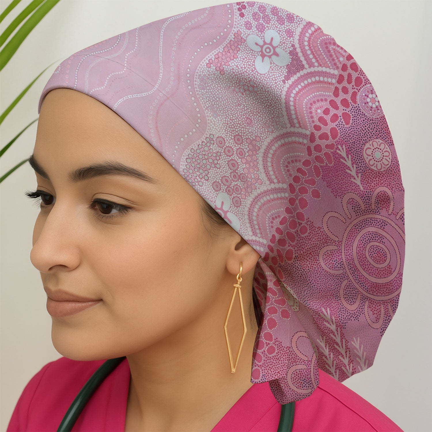 Floral Mandala Dot Pattern Cap, Surgical Caps for Doctors