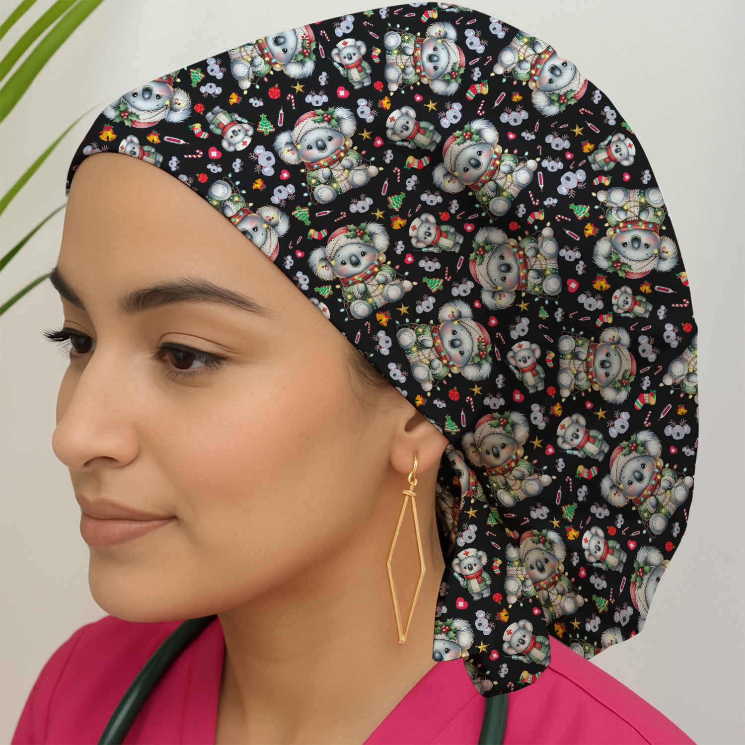 Aussie Koala Bouffant Scrub Caps for Women - Cute Holiday Nursing Gift - Breathable Fabrics Caps Uniform
