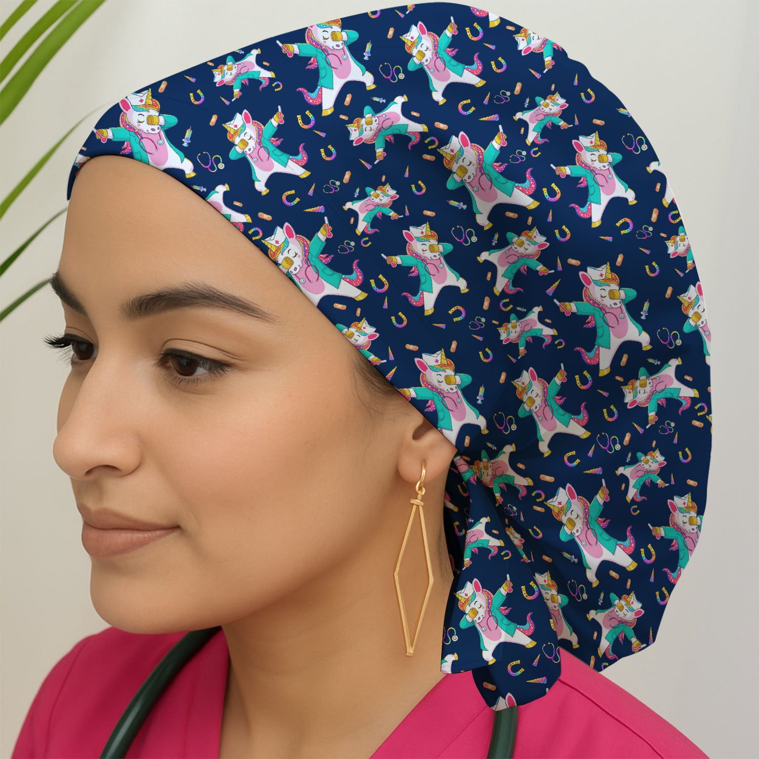 Cute Unicorn Nurse Dance Pattern Cap,Breathable Fabrics Caps Uniform