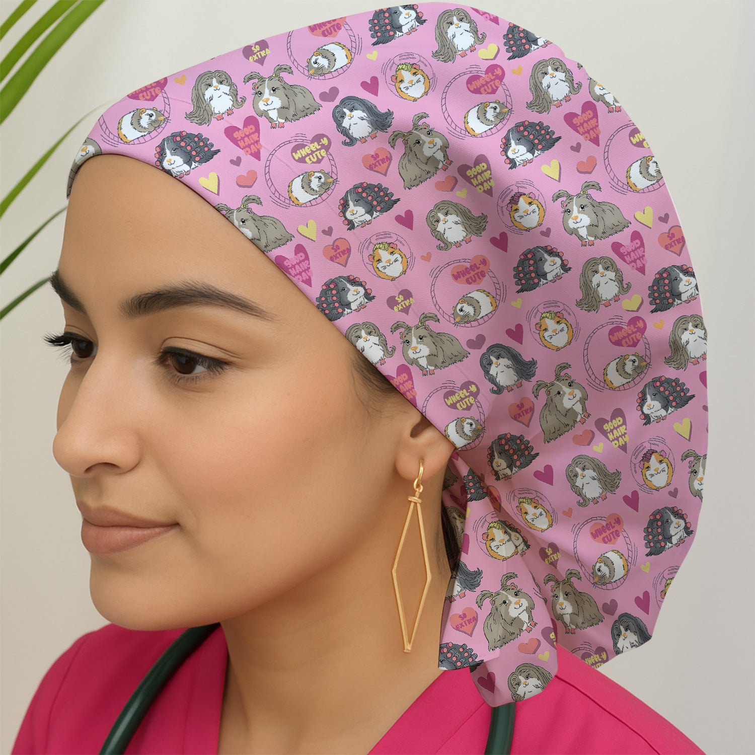 Cute Guinea Pig Heart Pattern Scrub Cap, Surgical Caps for Doctors