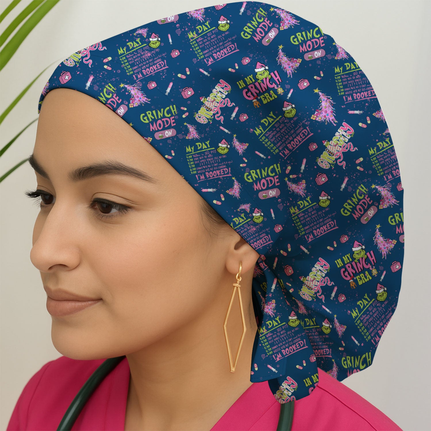 I’m Booked Funny Christmas Nurse Scrub Cap - Grinch Mode On Holiday Surgical Hat Multi Color - Grinchmas Gift for RN CNA LPN