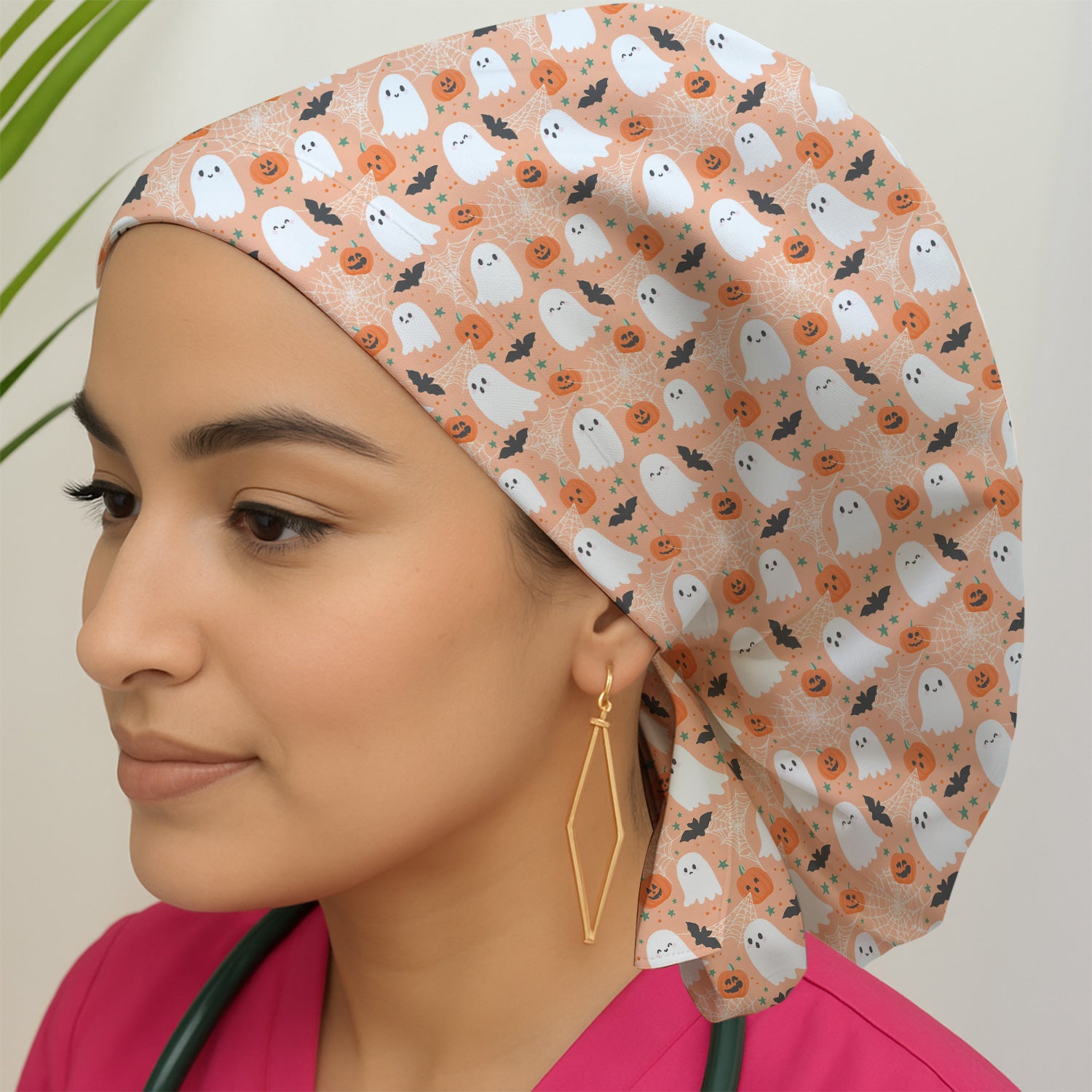Cute Halloween Ghost And Pumpkin Scrub Cap, Surgical Caps for Doctors