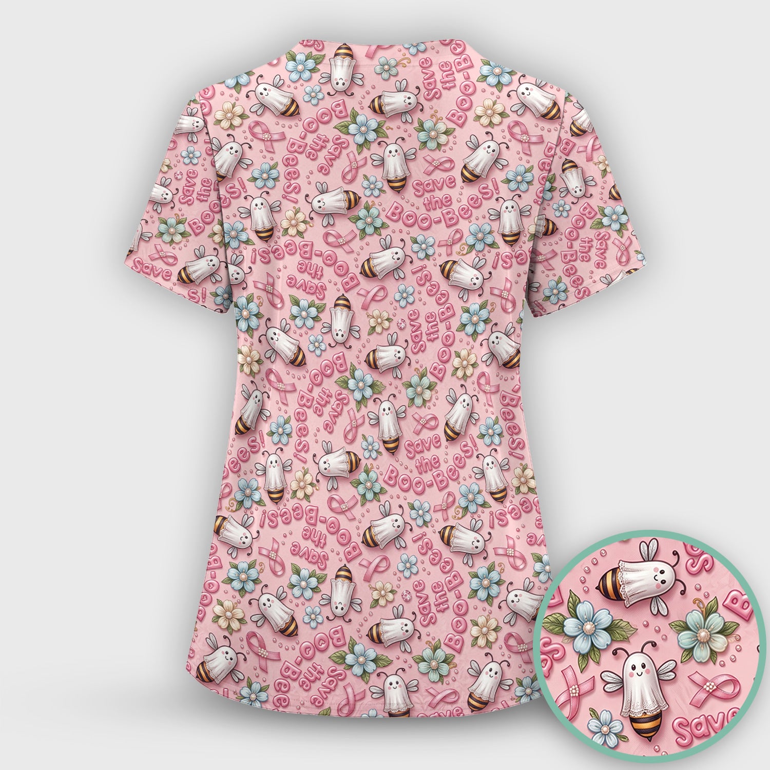 Save The Boo-Bees with Ribbon Scrub Top, Comfortable Scrubs for Nurses