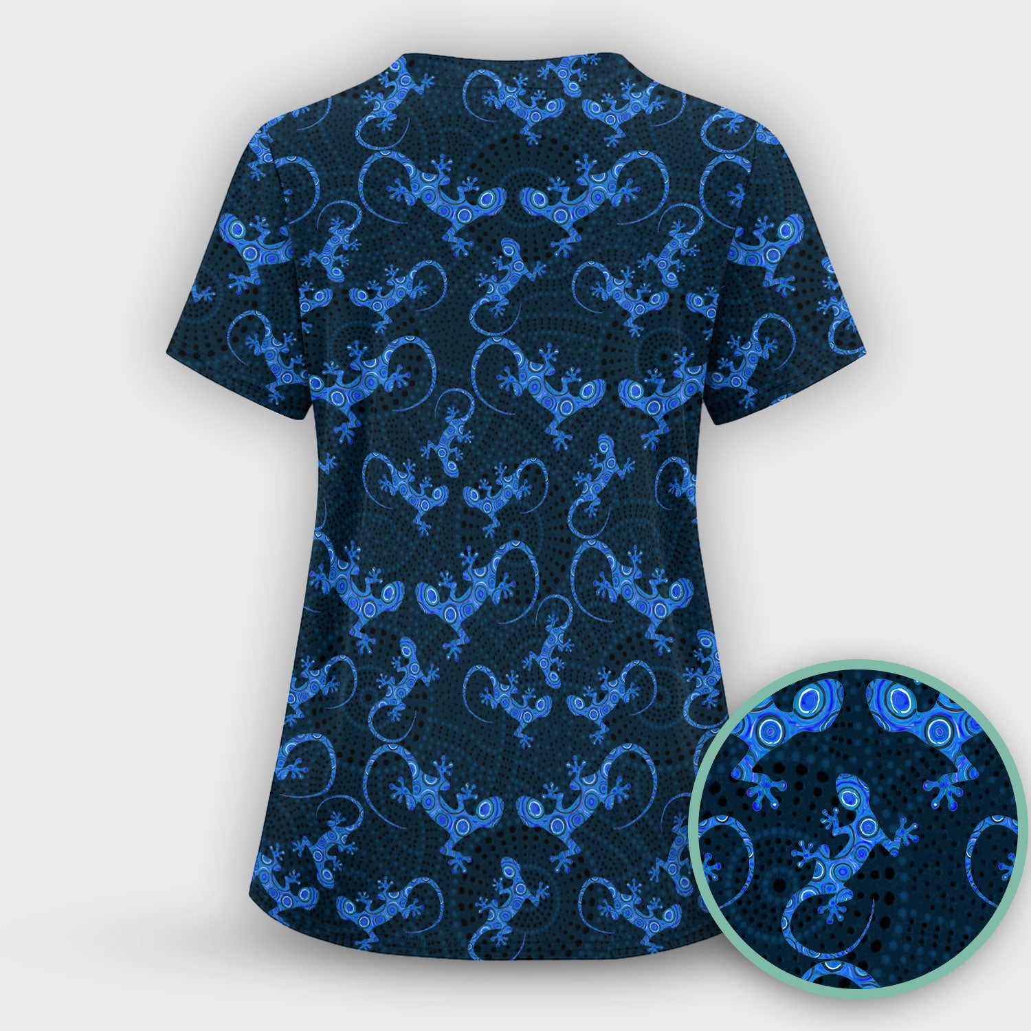Australian Gecko Dot Art Inspired Medical Scrub Top - Women Uniform