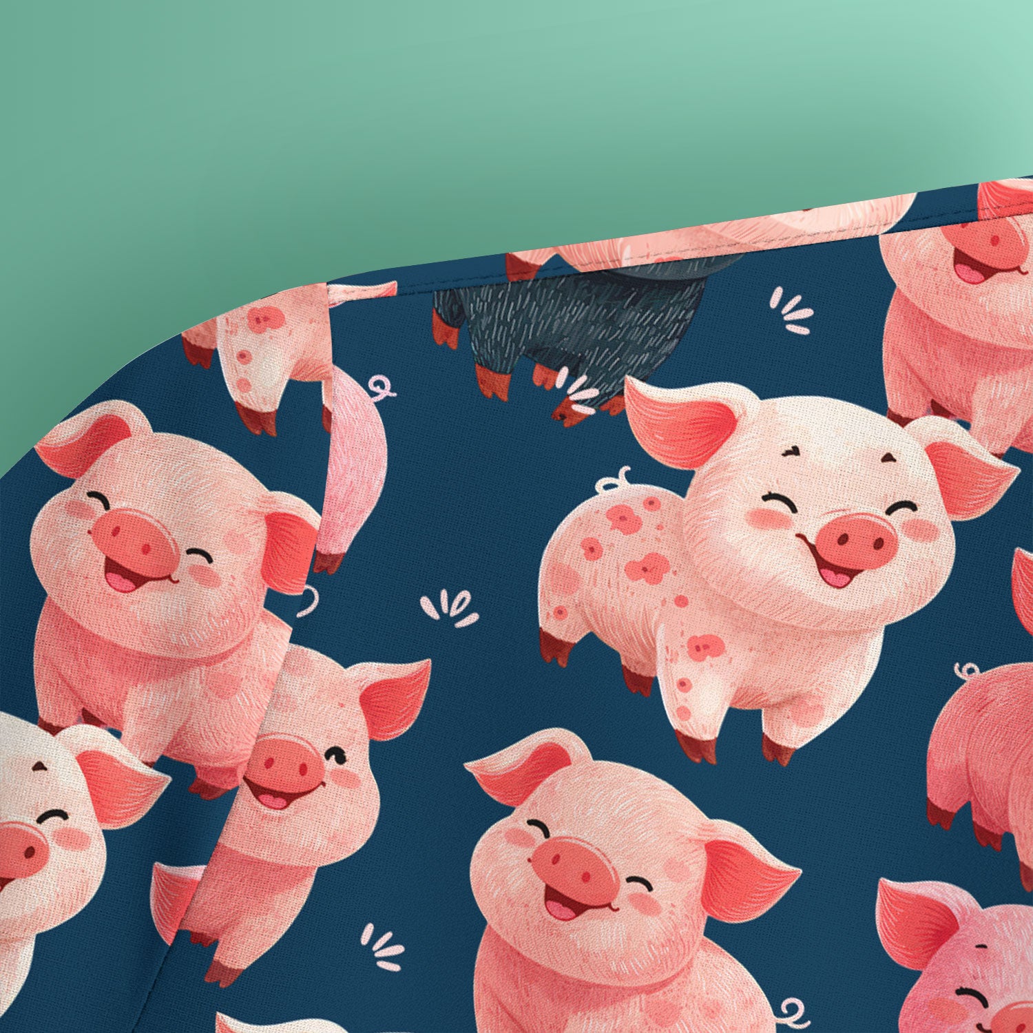 Funny Farm Pig Cartoon Pattern Scrub Top, Comfortable Scrubs for Nurses
