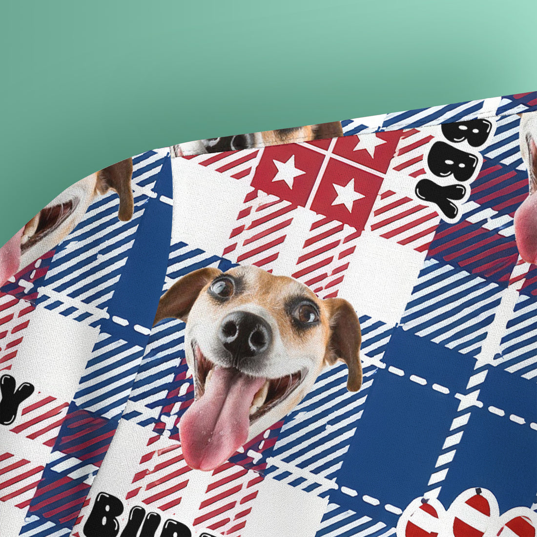 Custom Dog Face Scrub Top, Personalized Patriotic Dog Plaid Pattern Shirt, Custom Name Vet Tech Gift For Nursing