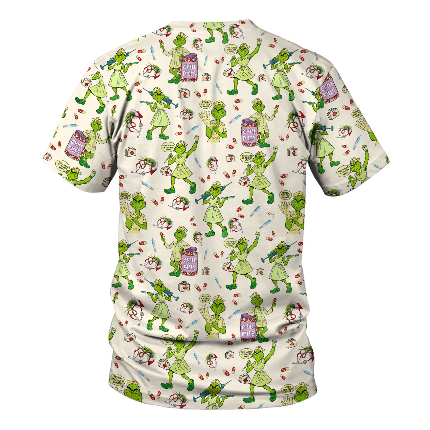 Funny Grinch Nurse Scrub Top Multi Color - Chill Pills Nursing Scrub Shirt - Cute Christmas Holiday Workwear with Pockets