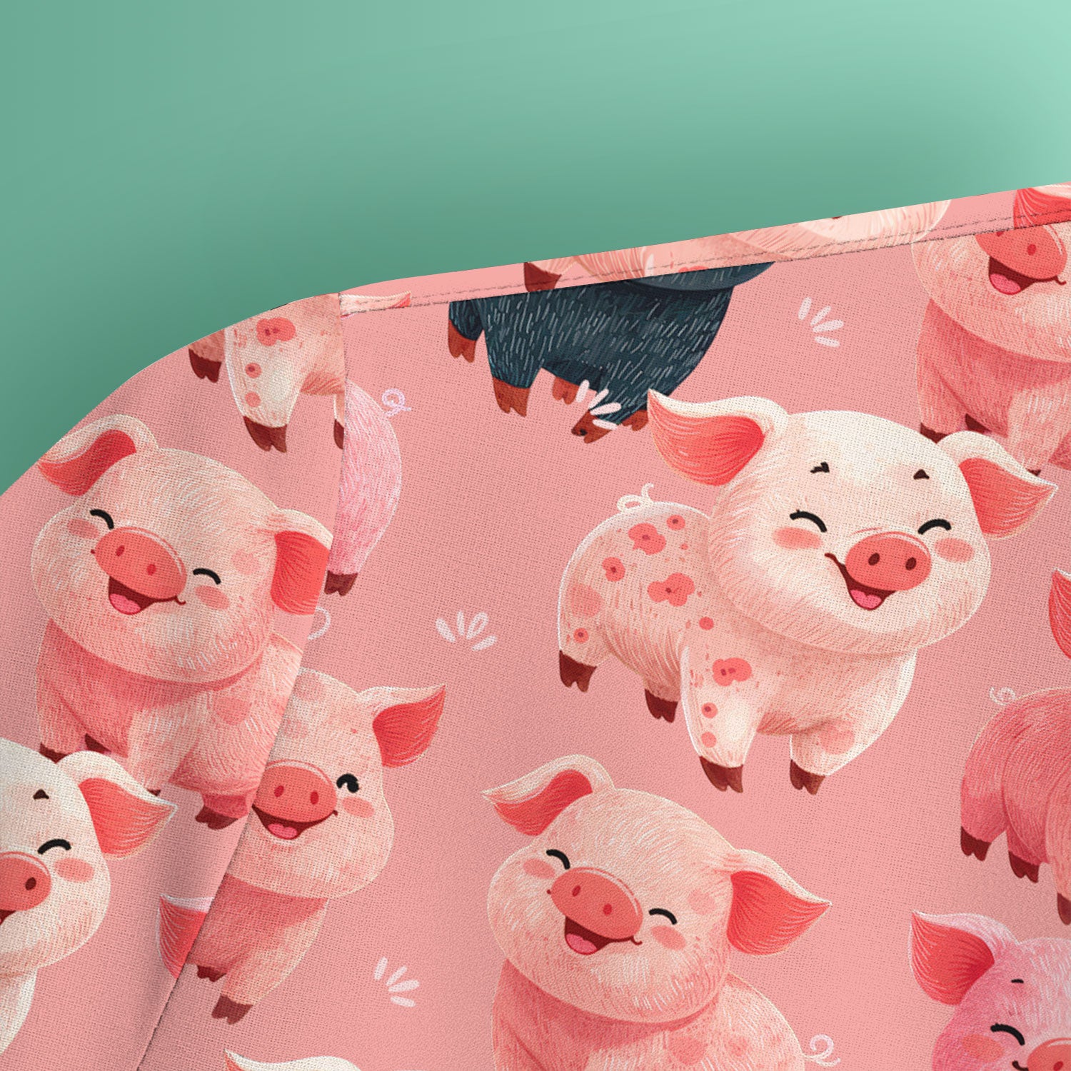 Funny Farm Pig Cartoon Pattern Scrub Top, Comfortable Scrubs for Nurses