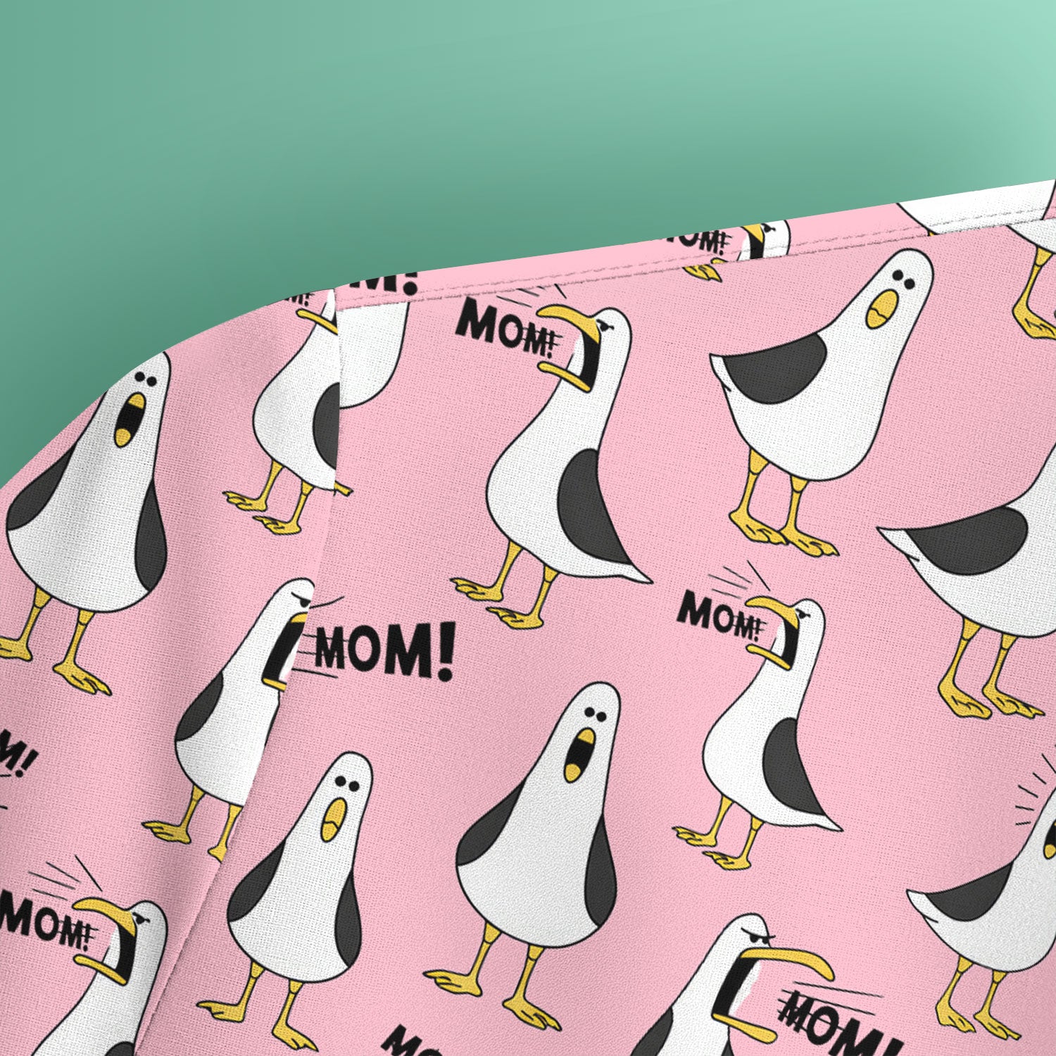 Funny Seagull Mom Seamless Pattern Scrub Top, Comfortable Scrubs for Nurses