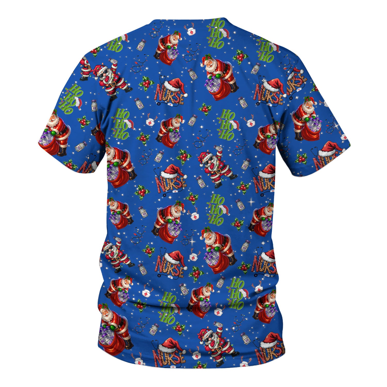 Santa Nurse Christmas Scrub Shirt - Funny Holiday Scrub Top Multi Colors - Cute Nursing Work Shirt with Pockets