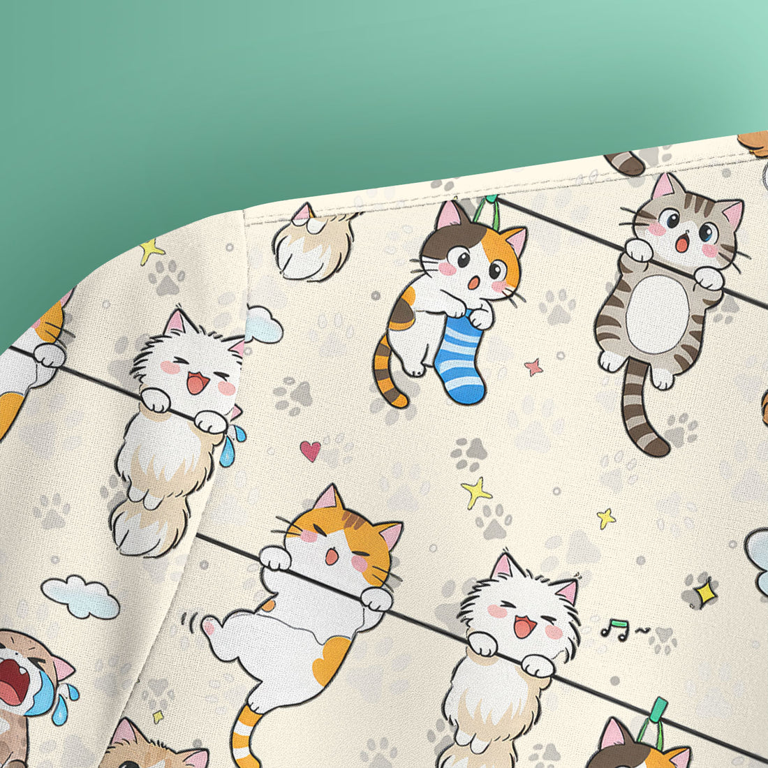 Funny Cats With Cute Expressions Pattern Scrubs Top, Comfortable Scrubs for Nurses