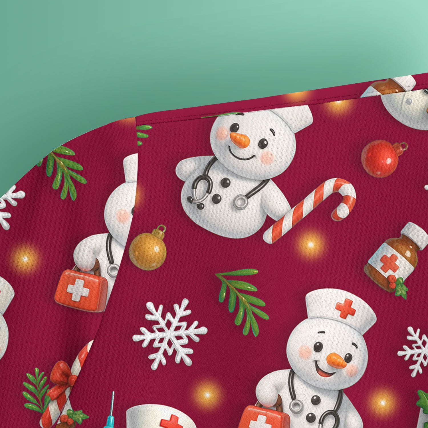 Holiday Nurse Scrub Top Christmas Design - Adorable Snowman Nursing Shirt - Cute Medical Gift for RN LPN CNA Doctors