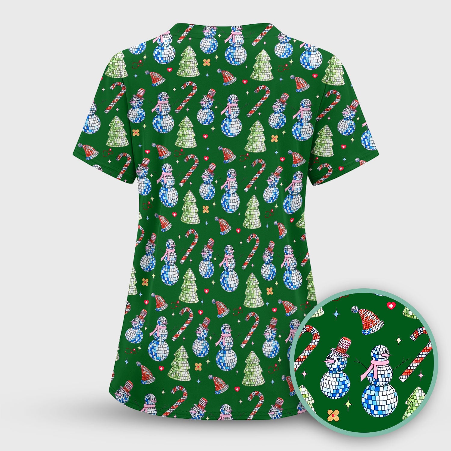 Funny Christmas Snowman Scrub Top for Women - Breathable Fabrics Med Uniform - Comfortable Scrubs for Nurses - Xmas Gift for Her