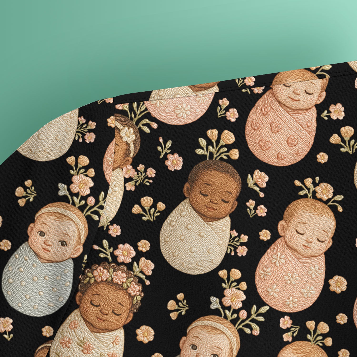 Sweet Newborn Baby Floral Print Nurse Scrub Top, Comfortable Scrubs for Nurses