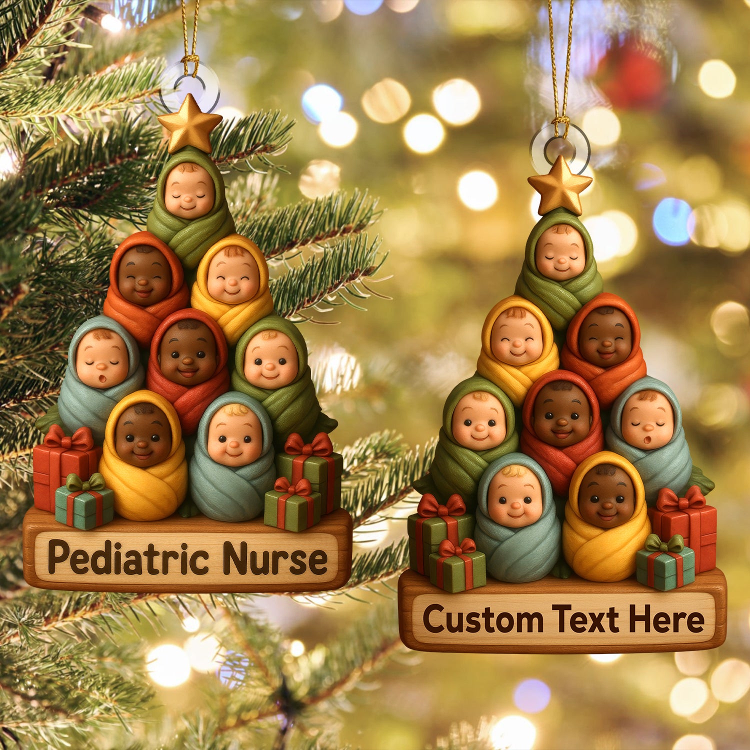 Personalized Pediatric Nurse Christmas Ornament , Nursing Ornament With Custom Name, Nurse Xmas RN Gift