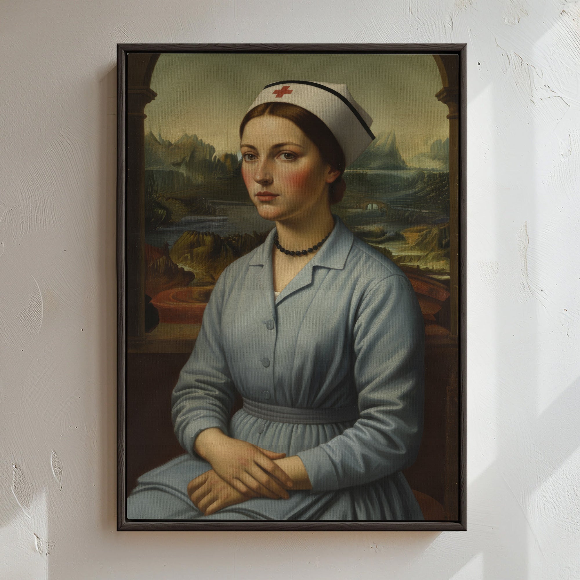 Vintage Nurse Mona Lisa Parody Canvas, Classic Renaissance Style Medical Wall Art, Gift for RN LPN CNA Healthcare Workers
