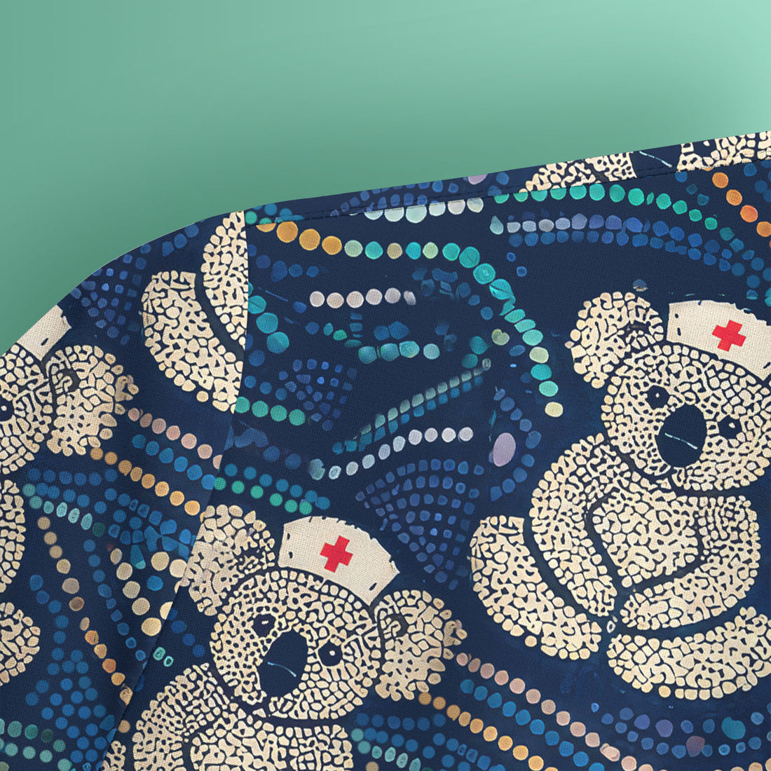 Koala Pattern Nurse Scrub Top, Aboriginal Dot Art Medical Shirt For Women, Breathable Fabrics Nursing Uniform