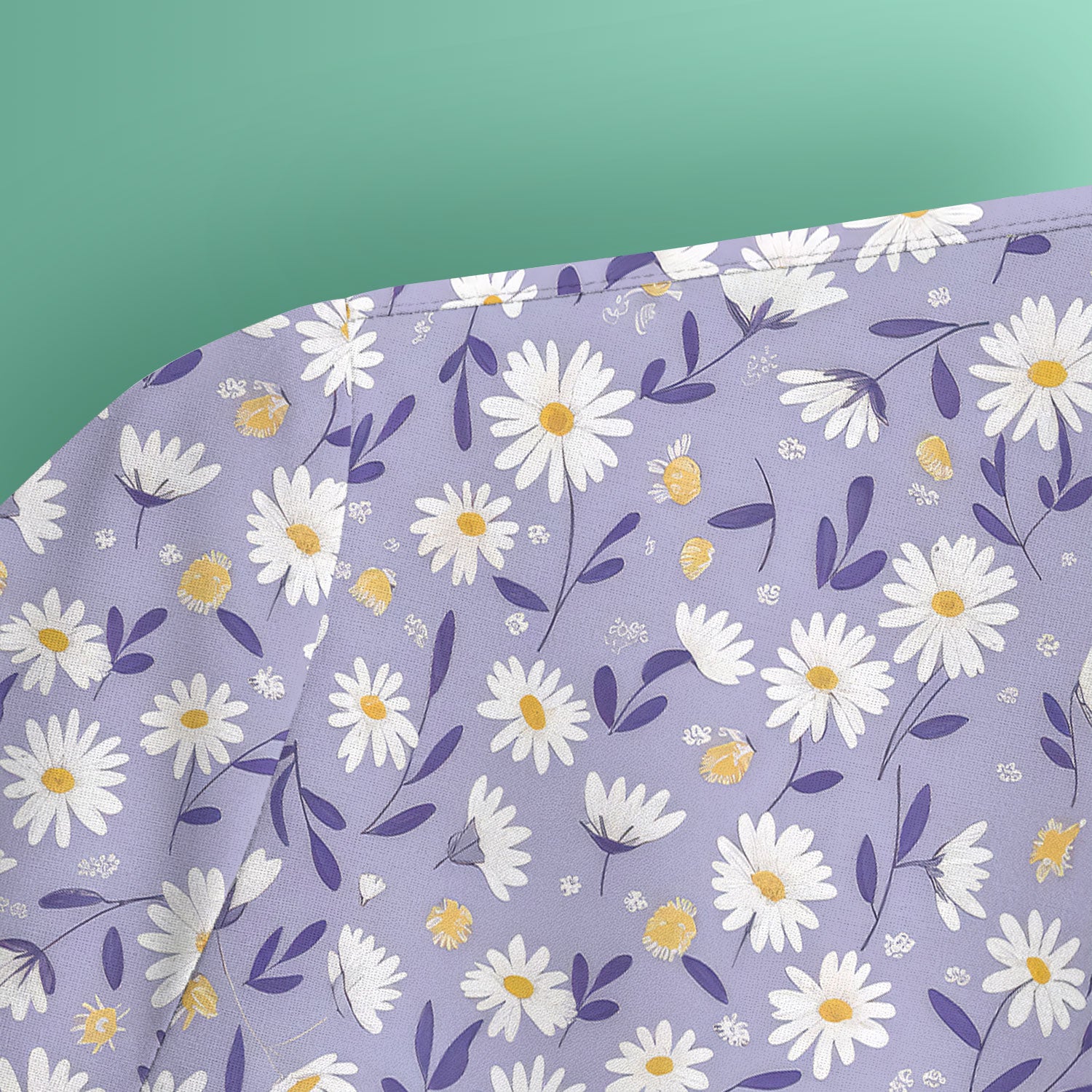 Cute Purple Daisy Botanical Print Scrub Top, Comfortable Scrubs For Nurses