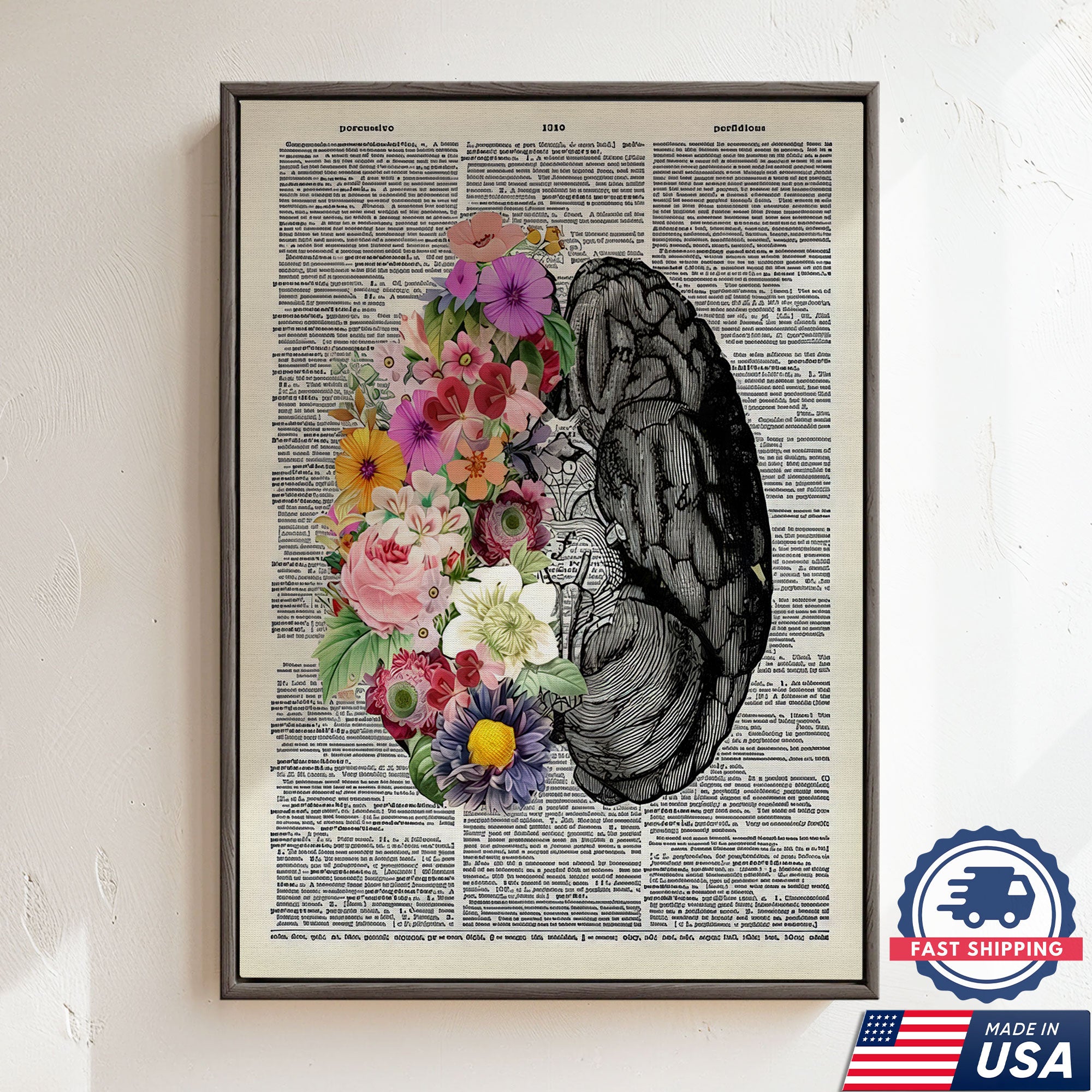 Floral Human Anatomy Nurse Canvas Wall Art, Medical Office Decor