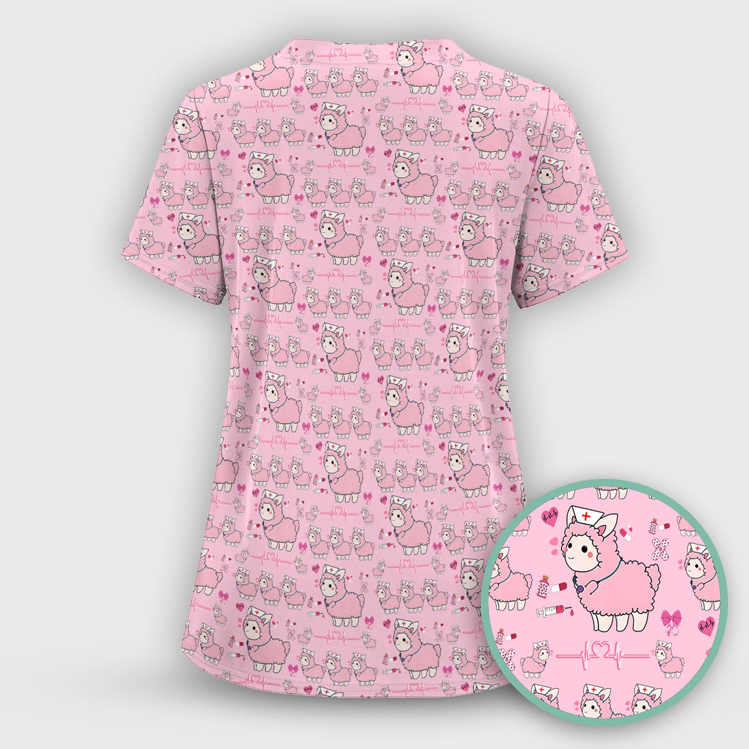 Llama Ain't Got Time For Your Drama Scrub Top, Funny Pattern Scrub Shirt, Breathable Fabrics Nursing Uniform