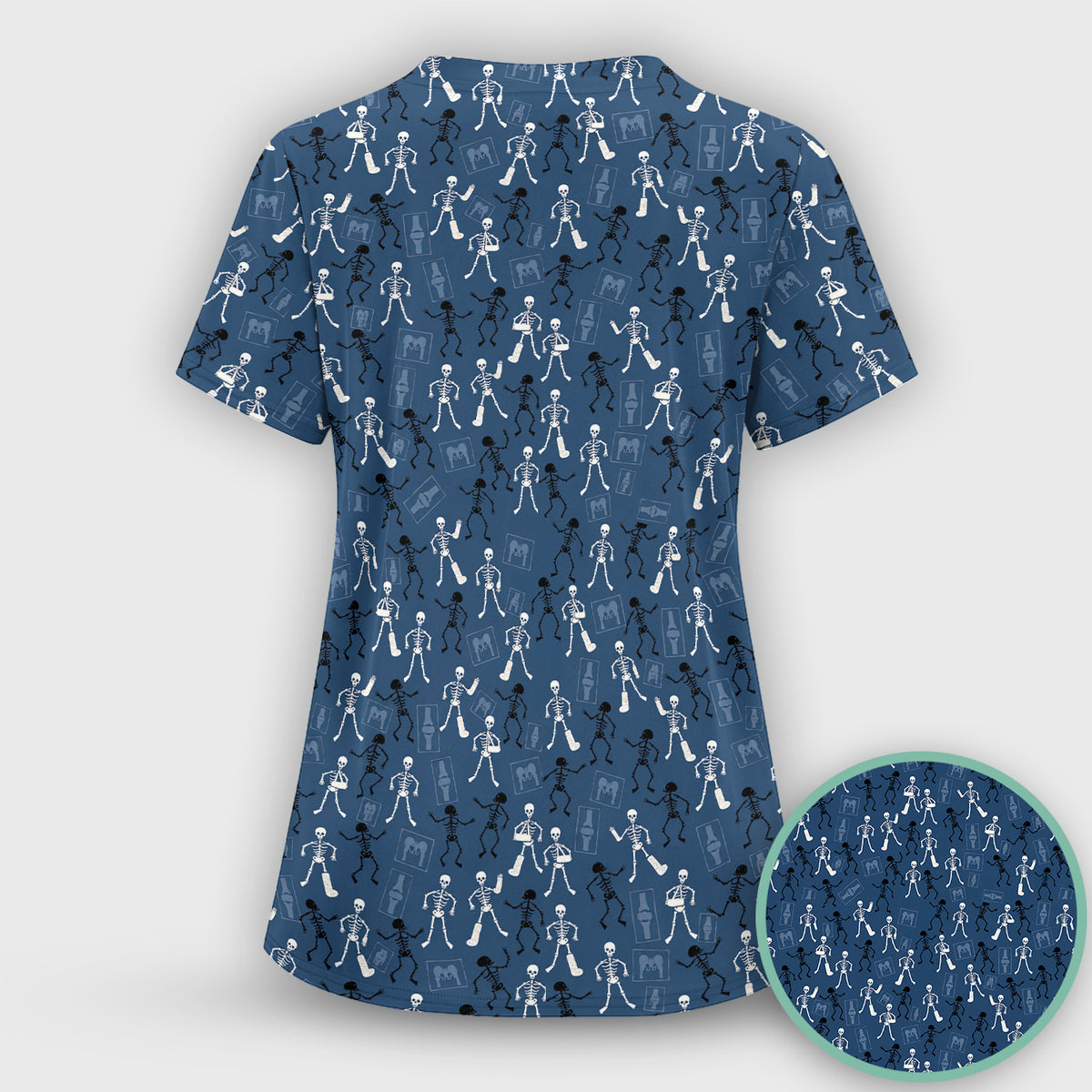 Halloween Orthopedic Skeleton Scrub Top, Comfortable Scrubs for Orthopedic Nurses