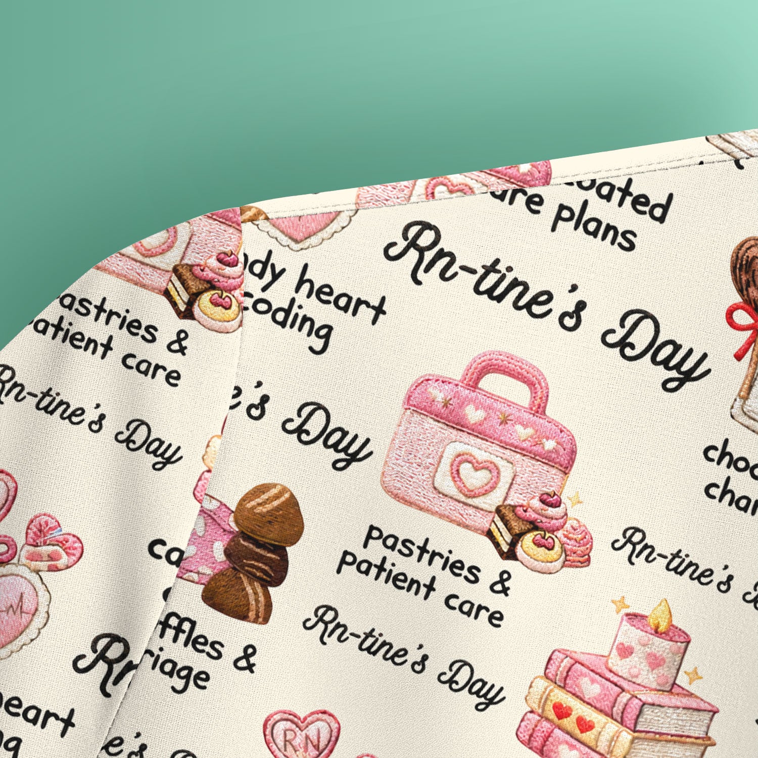 RN Sweets Valentine Stethoscope Scrub Top, Breathable Fabrics Nursing Uniform