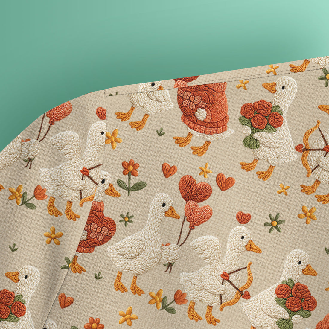 Cute Goose Nurse Scrub Top, Valentine Farm Medical Pattern Shirt, Breathable Fabrics Nursing Uniform