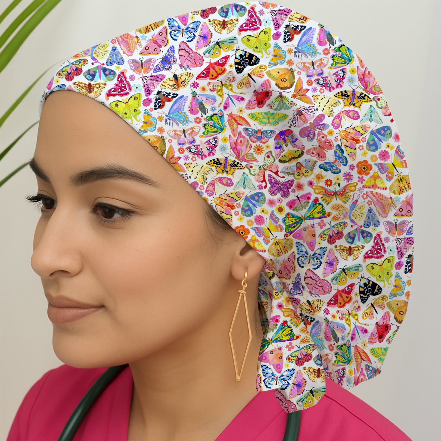 Cute Bright Butterfly Moth Floral Scrub Cap, Surgical Caps for Doctors