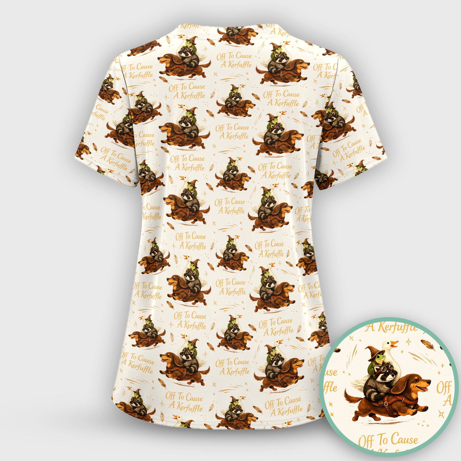 Funny Halloween Off To Cause A Kerfuffle Pattern Scrub Top, Comfortable Scrubs for Nurses