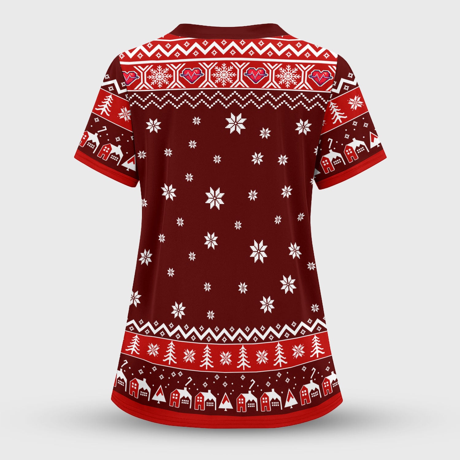 Funny Scrub Top for Women - Do Not Open Til Christmas Santa and Elf - Holiday Medical Uniform Gift for RN LPN CNA