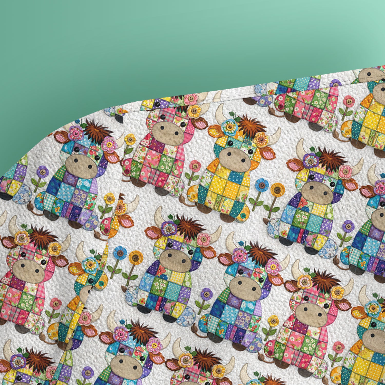 Cute Patchwork Cow With Flowers Pattern Scrubs Top, Comfortable Scrubs for Nurses