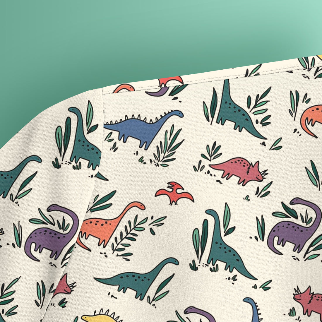 Cute Dinosaur Leafy Garden Pattern Scrub Top, Comfortable Scrubs for Nurses