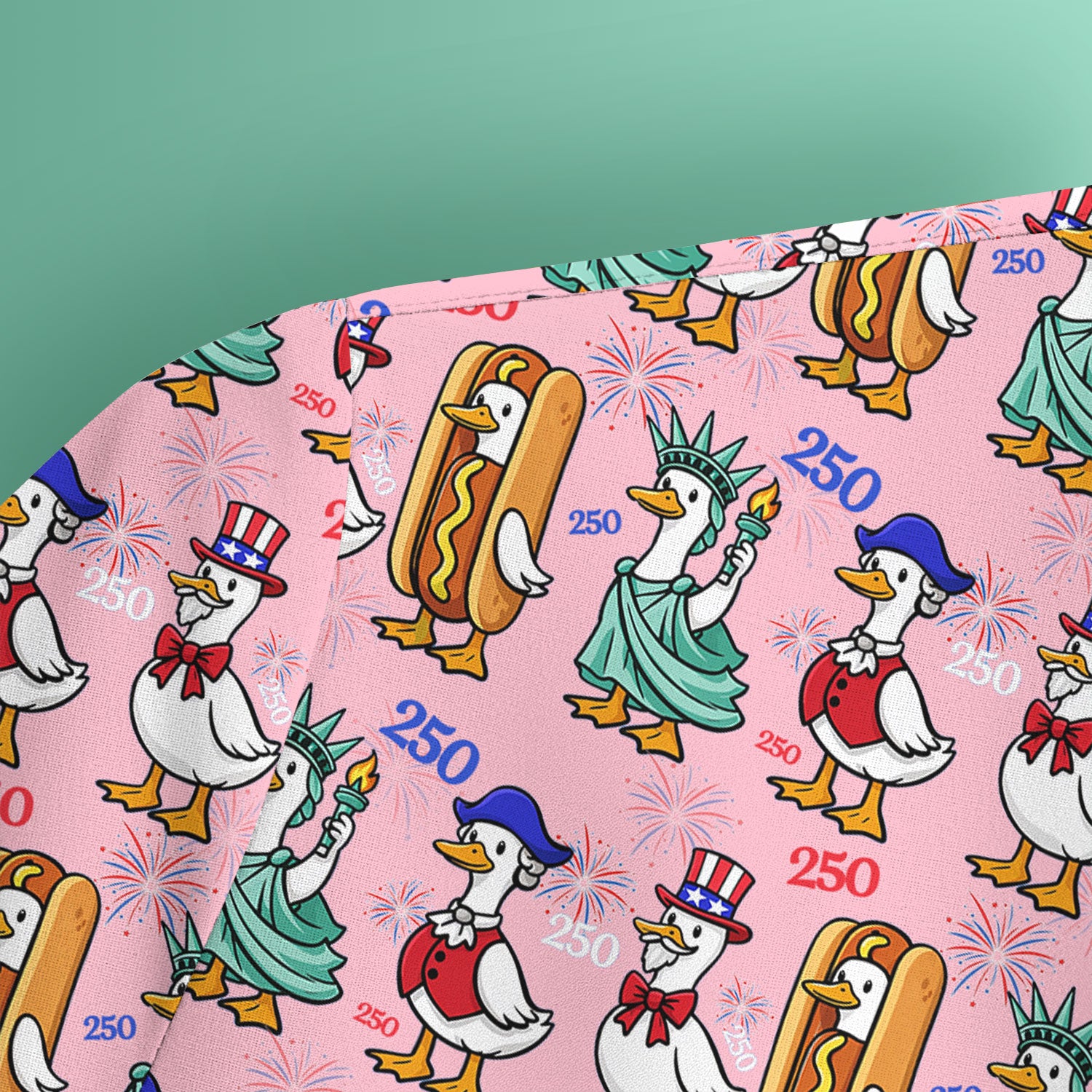 Patriotic Duck Independence Day Pattern Scrub Top, Breathable Healthcare Uniform Top